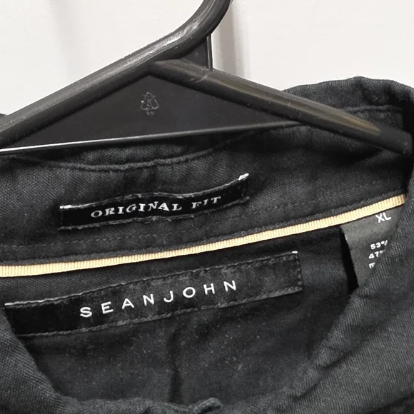 Sean John Black Casual Button Down Shirt-(Linen) - Picture 3 of 3